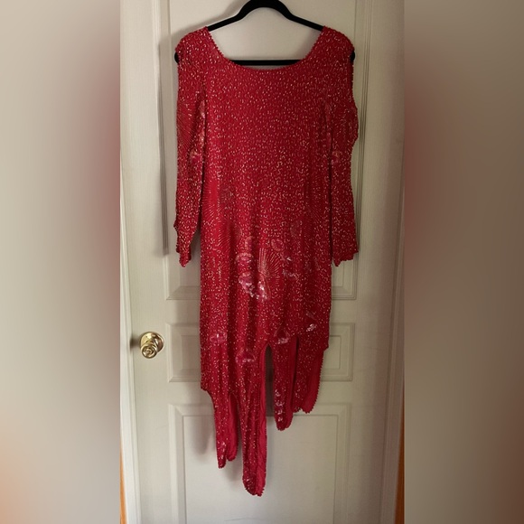 Metamorphosis Dresses & Skirts - Metamorphosis 100% Silk Fully Beaded Art Deco Asymmetrical Hem Dress VTG 80’s